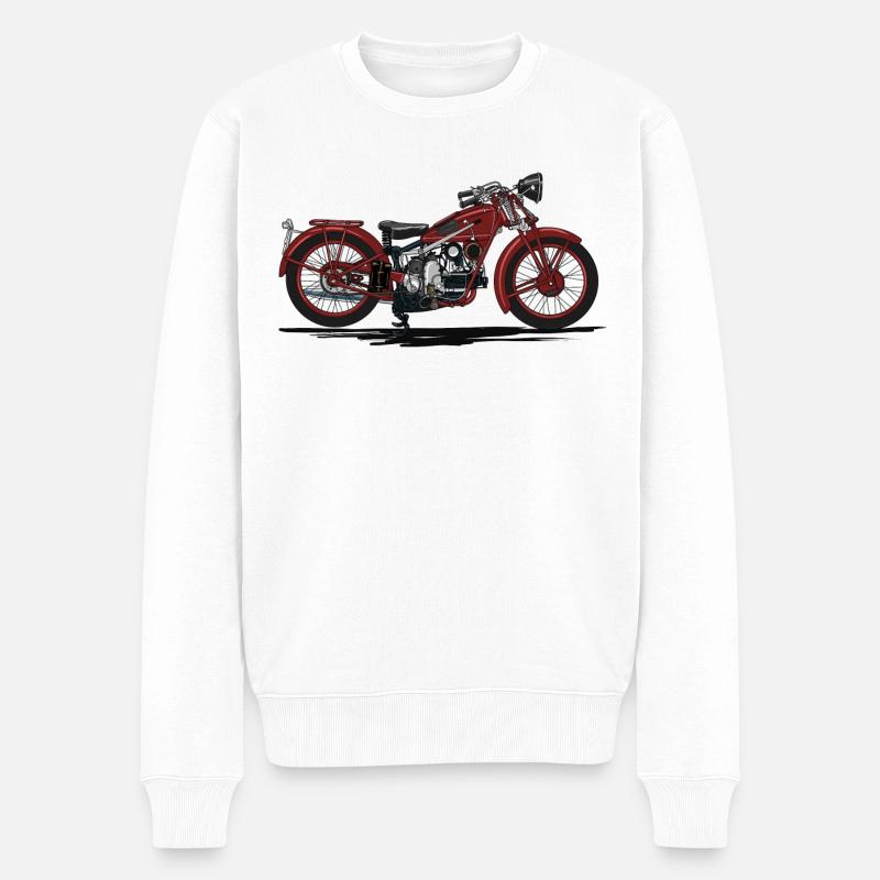 Retro Motorrad - Männer Premium Bio Pullover - Weiß