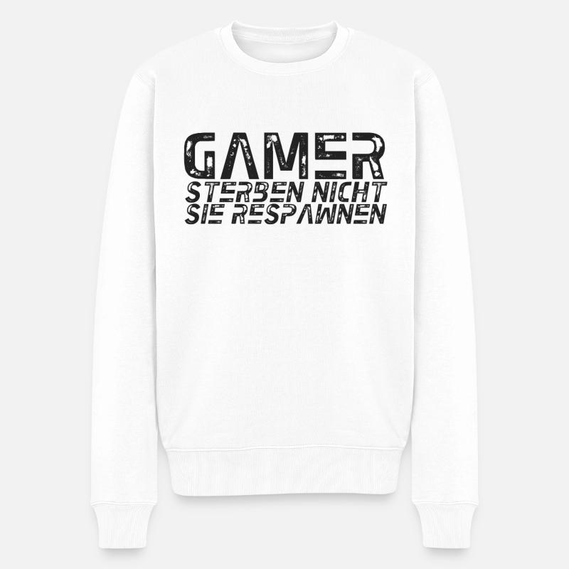 GAMER STERBEN NICHT SIE RESPAWNEN - Männer Premium Bio Pullover - Weiß