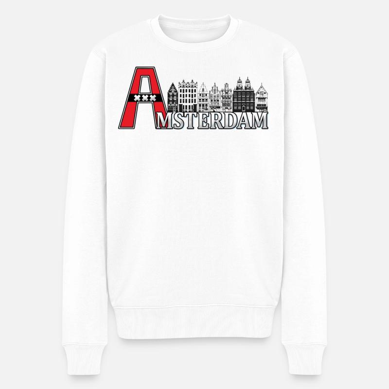 Amsterdam avec un grand A - Pull Premium bio Homme - blanc