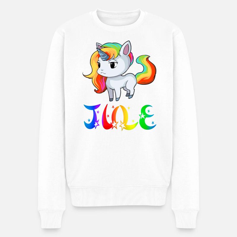 Jule Einhorn - Männer Premium Bio Pullover - Weiß