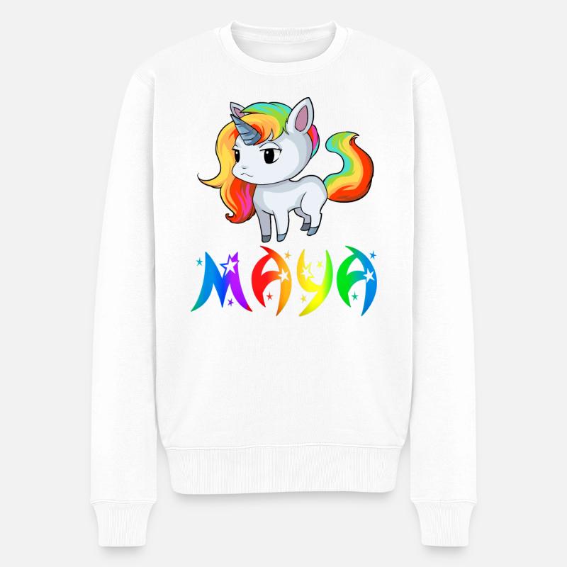 Maya Einhorn - Männer Premium Bio Pullover - Weiß