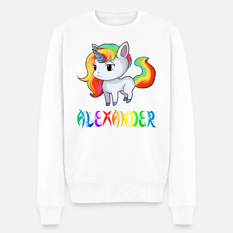 Alexander Einhorn - Männer Premium Bio Pullover - Weiß