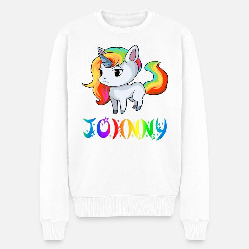 Einhorn Johnny - Männer Premium Bio Pullover - Weiß