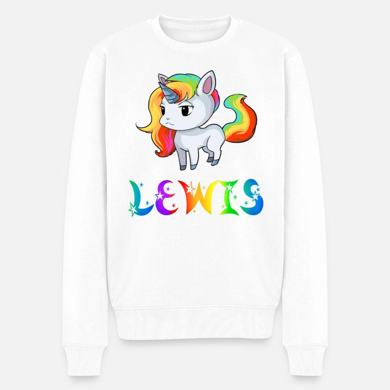 Einhorn Lewis - Männer Premium Bio Pullover - Weiß