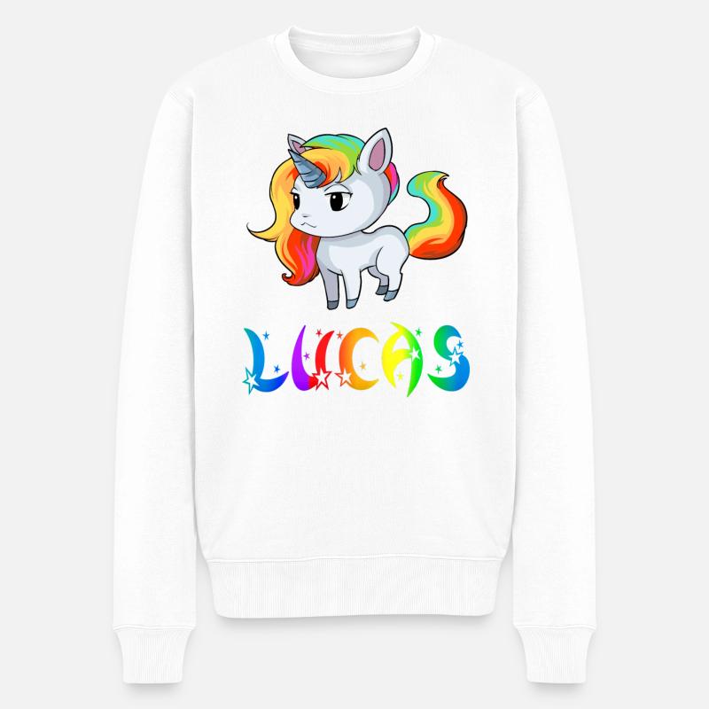 Einhorn Lucas - Männer Premium Bio Pullover - Weiß