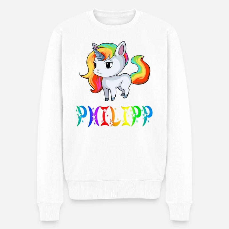 Einhorn Philipp - Männer Premium Bio Pullover - Weiß