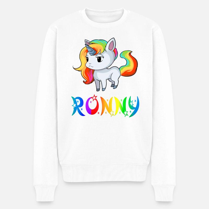 Einhorn Ronny - Männer Premium Bio Pullover - Weiß