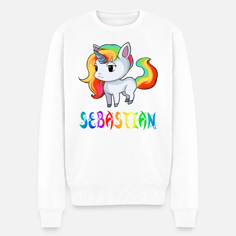 Einhorn Sebastian - Männer Premium Bio Pullover - Weiß