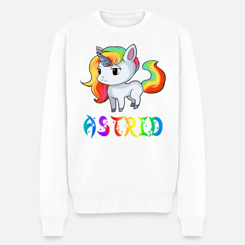 Einhorn Astrid - Männer Premium Bio Pullover - Weiß