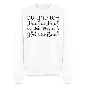 Glühwein - Du und ich Hand in Hand Glühweinstand - Männer Premium Bio Pullover - Weiß - Vorne - Thijin (182cm)