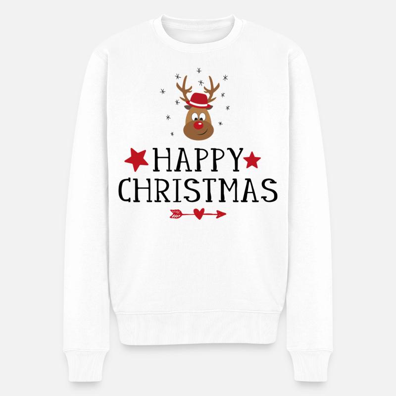 Weihnachten - Männer Premium Bio Pullover - Weiß