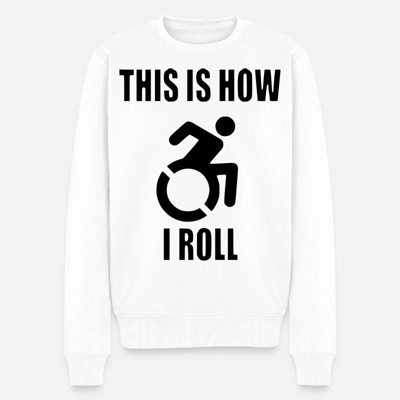 So rolle ich meinen Rollstuhl # - Männer Premium Bio Pullover - Weiß