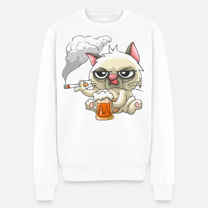 Bad Cat - Pull Premium bio Homme - blanc