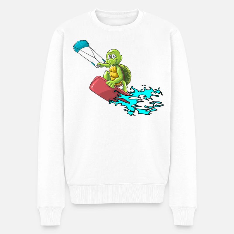 Kitesurfer Schildkröte - Männer Premium Bio Pullover - Weiß