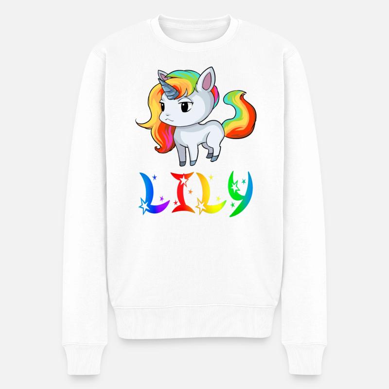 Einhorn Lily - Männer Premium Bio Pullover - Weiß