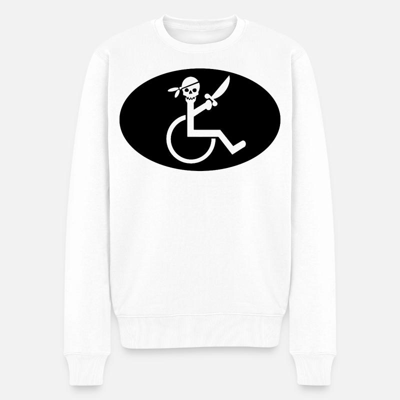 Rollstuhl-Pirat # - Männer Premium Bio Pullover - Weiß