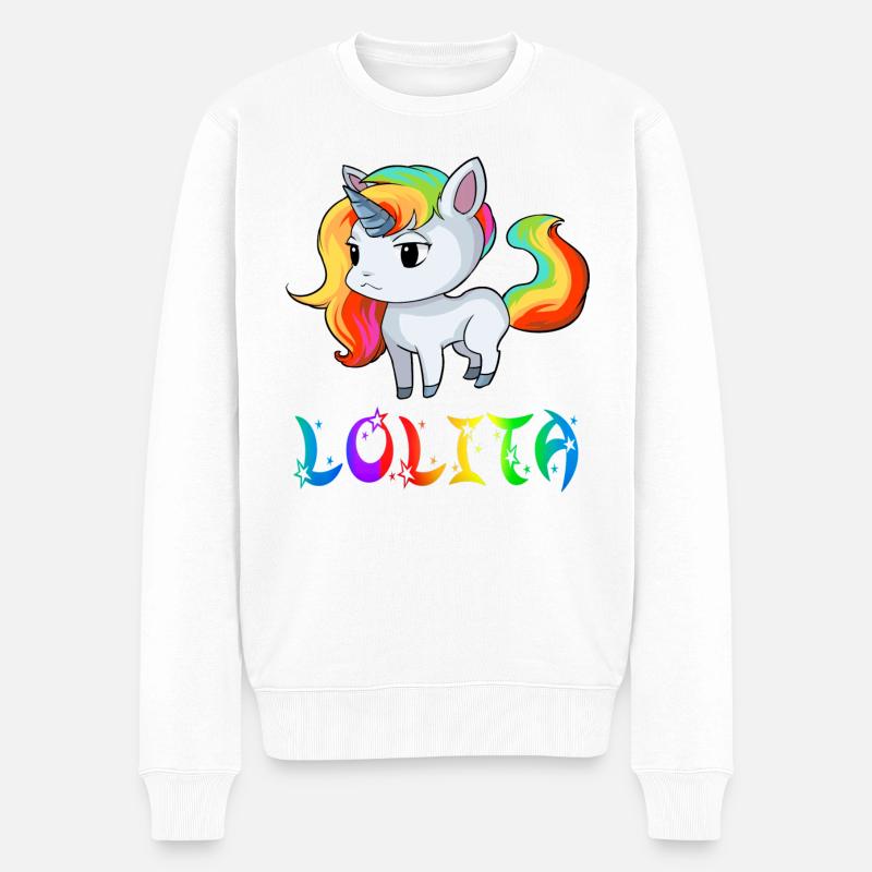 Einhorn Lolita - Männer Premium Bio Pullover - Weiß