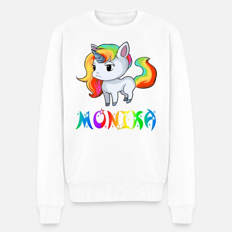 Einhorn Monika - Männer Premium Bio Pullover - Weiß