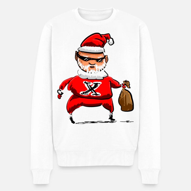Weihnachtsmann Gangster - Männer Premium Bio Pullover - Weiß