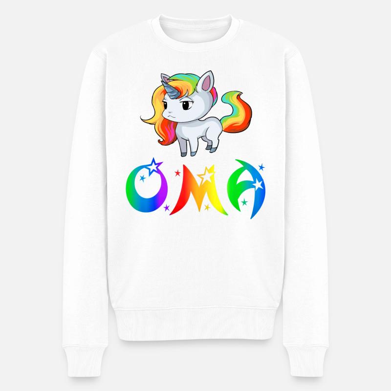 Einhorn Oma - Männer Premium Bio Pullover - Weiß