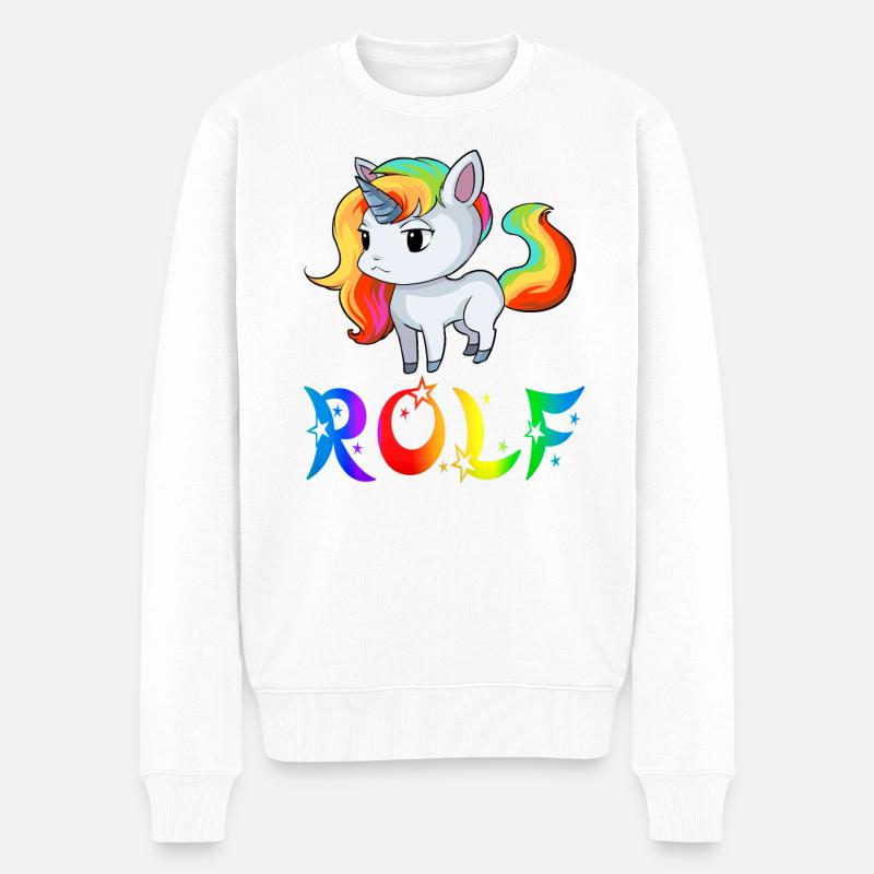 Einhorn Rolf - Männer Premium Bio Pullover - Weiß