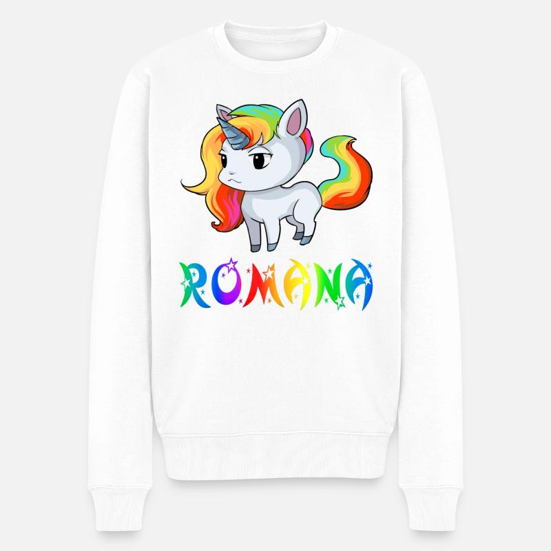 Einhorn Romana - Männer Premium Bio Pullover - Weiß