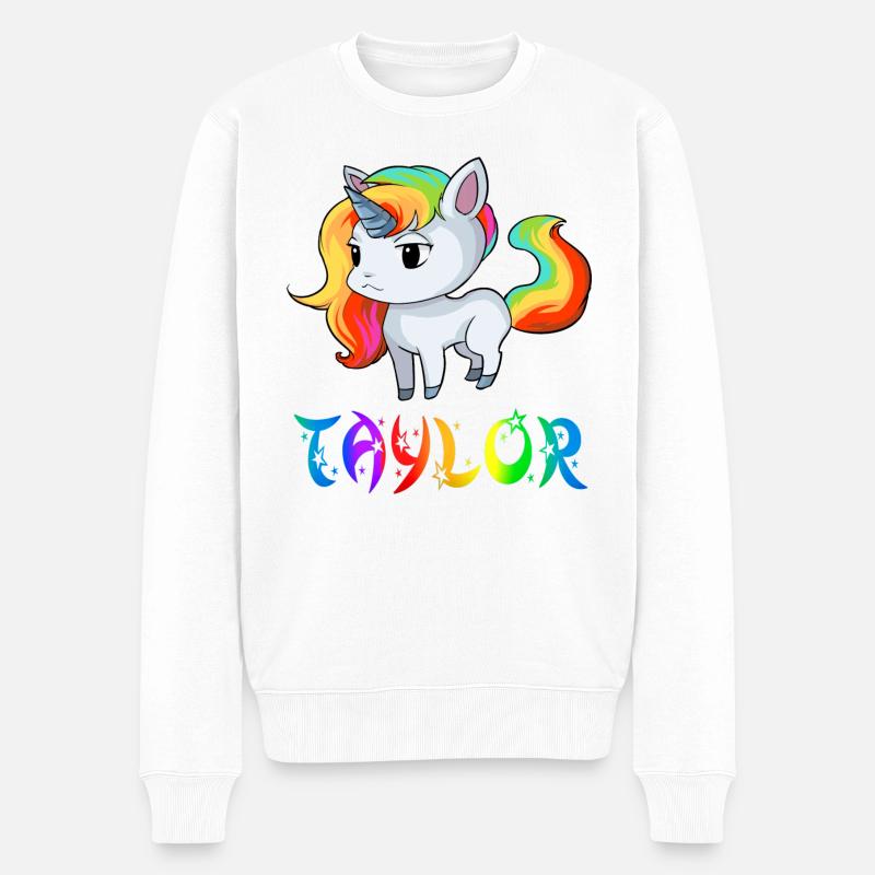 Einhorn Taylor - Männer Premium Bio Pullover - Weiß