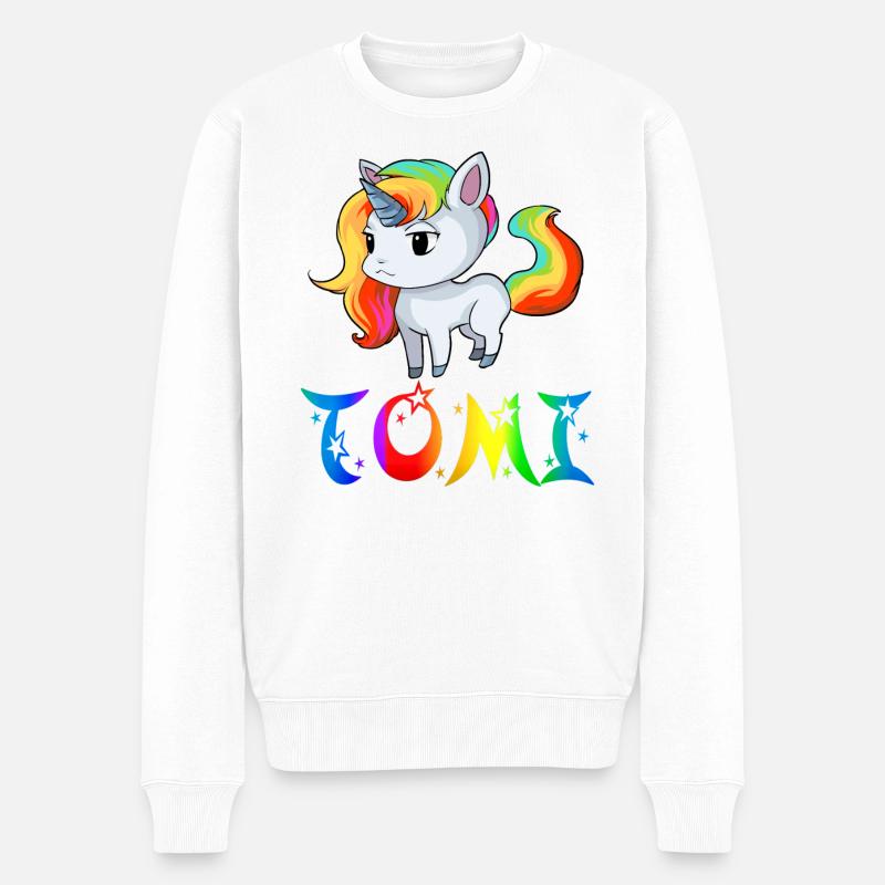 Einhorn Tomi - Männer Premium Bio Pullover - Weiß