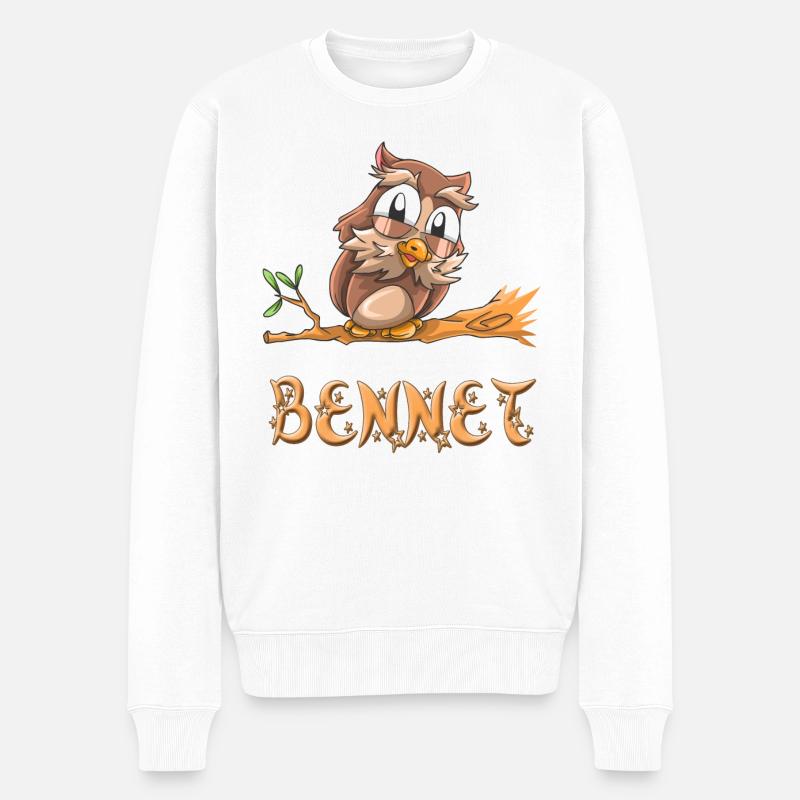 Eule Bennet - Männer Premium Bio Pullover - Weiß