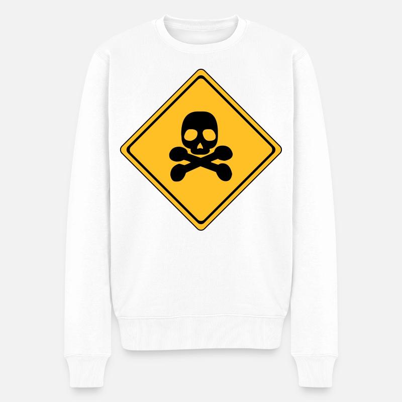 Gefahren-Warnschild # - Männer Premium Bio Pullover - Weiß