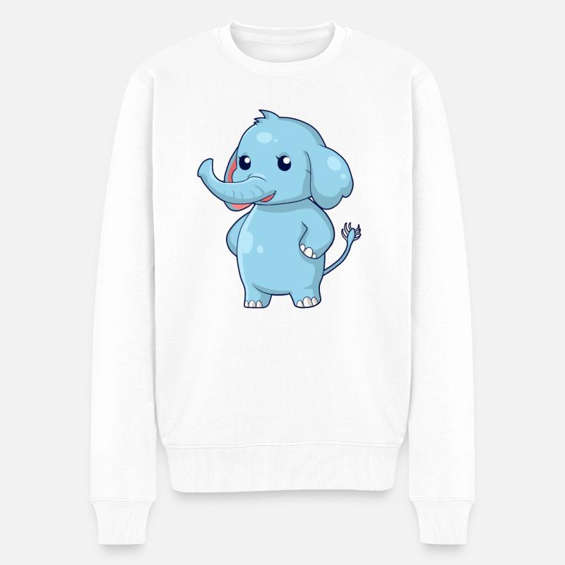 Stehender Elefant - Männer Premium Bio Pullover - Weiß
