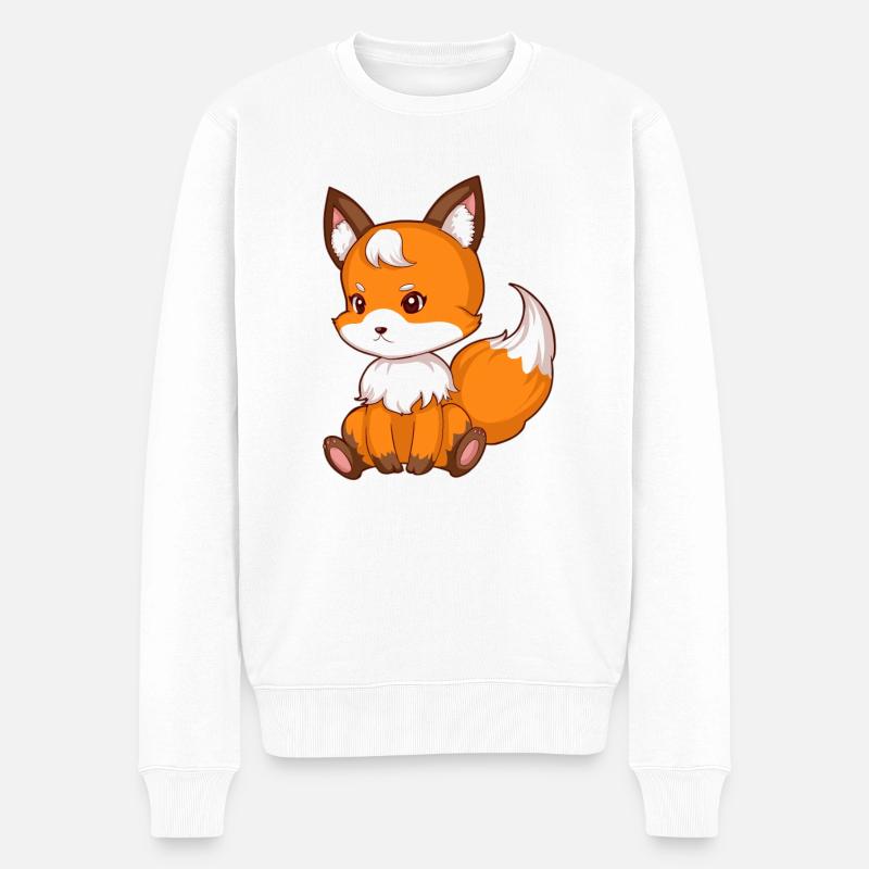 Süsser sitzender Fuchs - Männer Premium Bio Pullover - Weiß