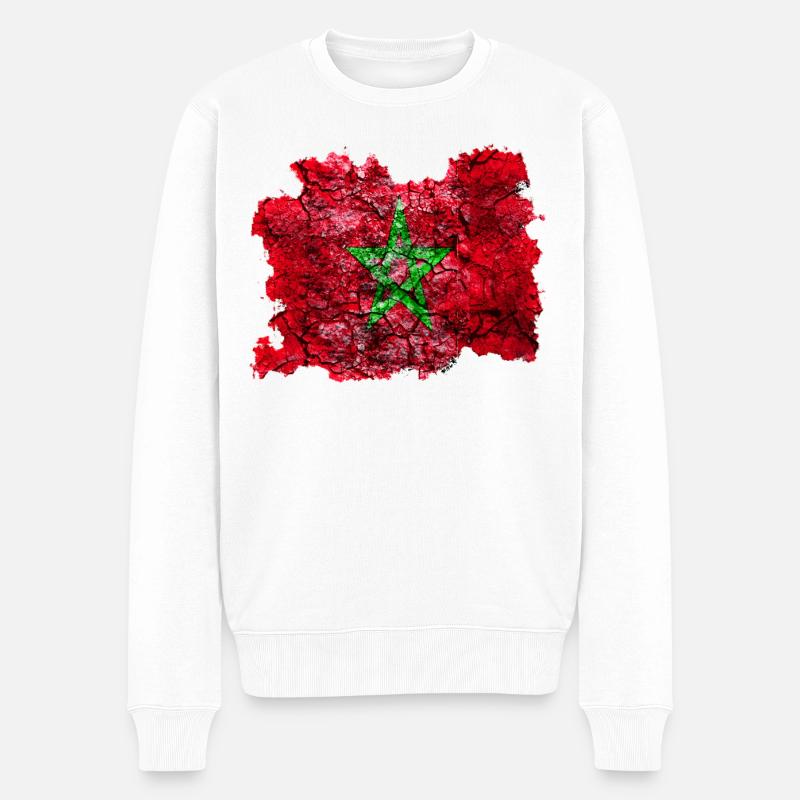 Marokko Vintage Flagge - Männer Premium Bio Pullover - Weiß