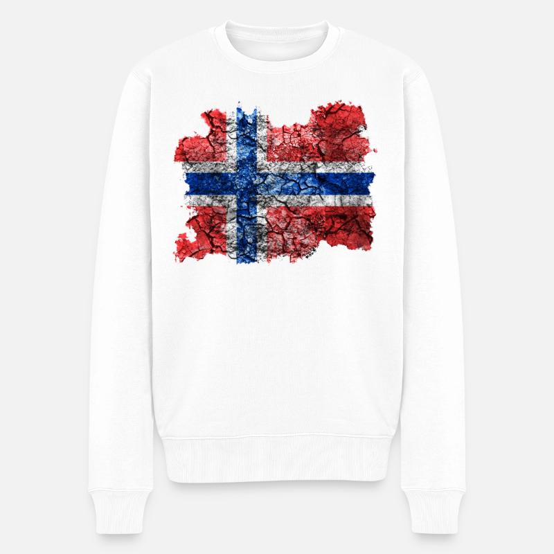 Norwegen Vintage Flagge - Männer Premium Bio Pullover - Weiß
