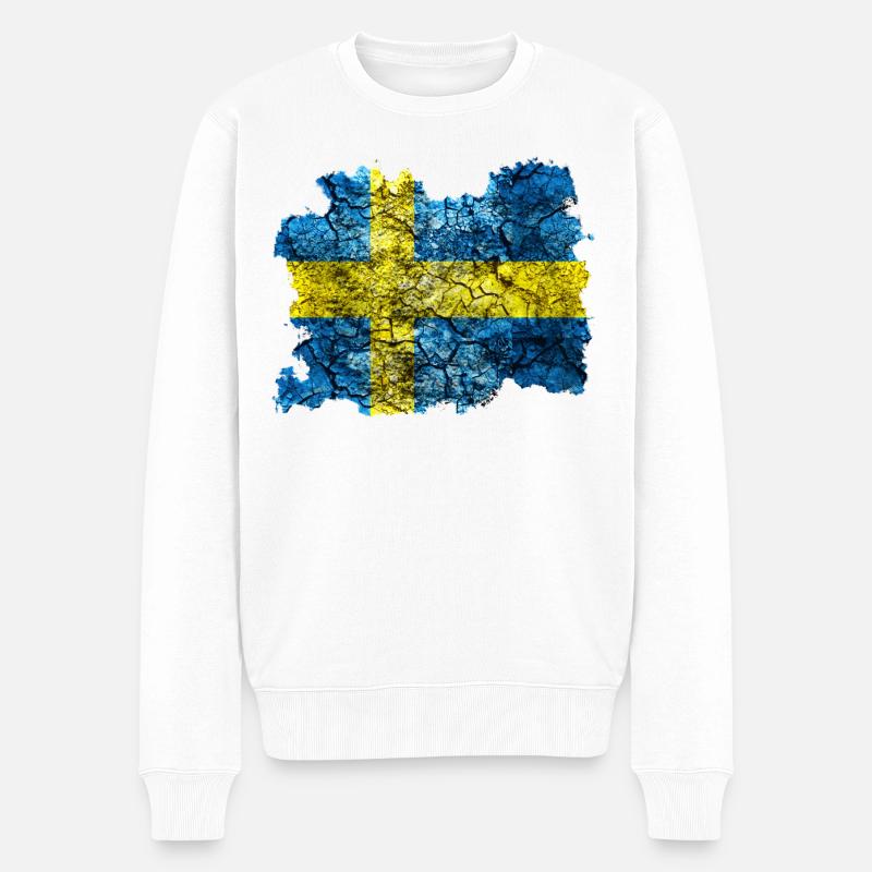 Schweden Vintage Flagge - Männer Premium Bio Pullover - Weiß
