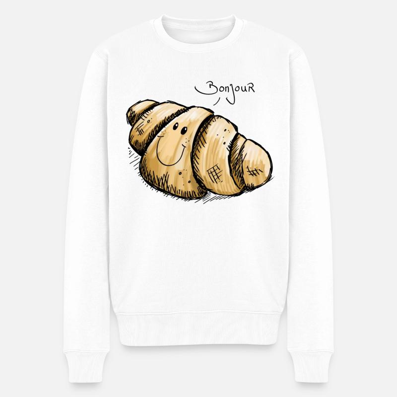 Leckeres Bonjour Croissant - Illustration - Männer Premium Bio Pullover - Weiß