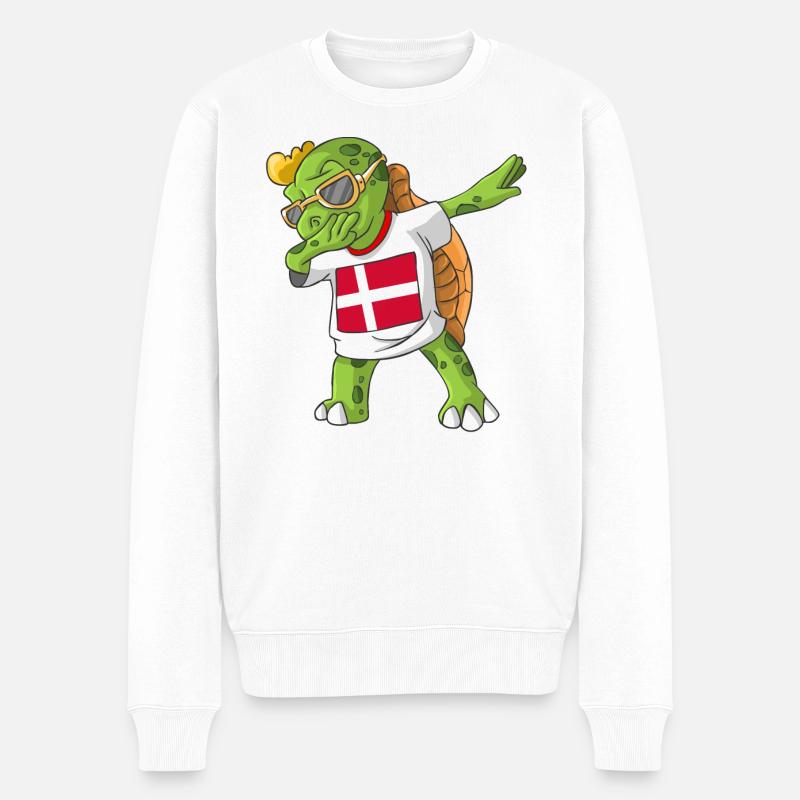 Dänemark Dabbing Schildkröte - Männer Premium Bio Pullover - Weiß
