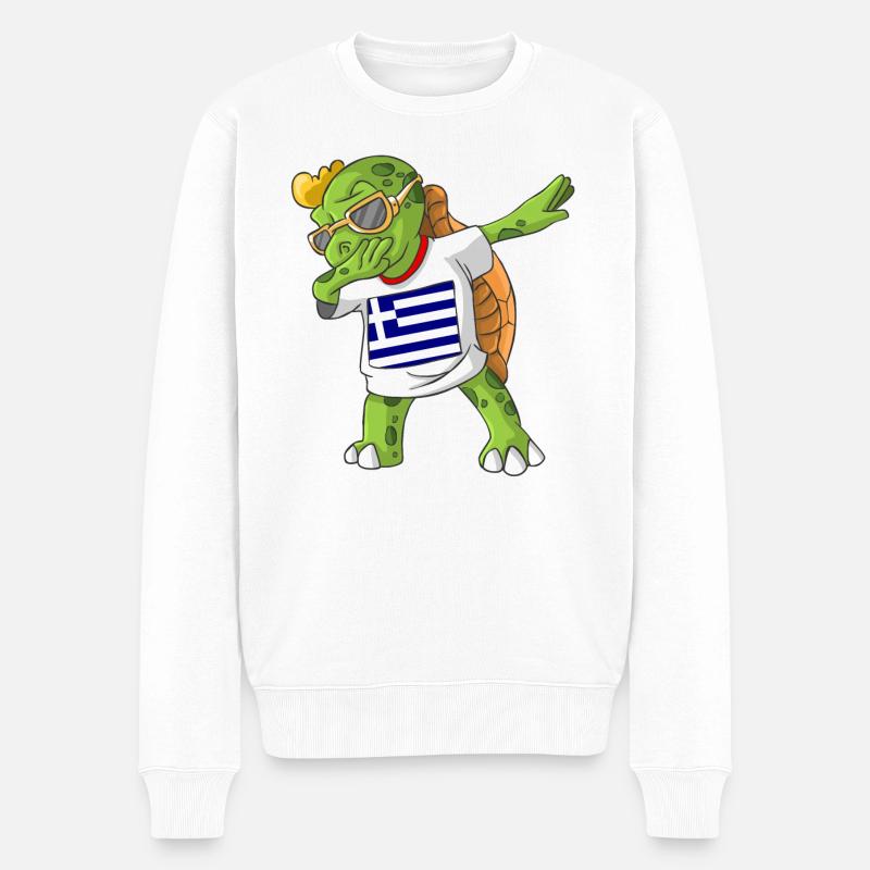 Grèce tortue tamponnant - Pull Premium bio Homme - blanc