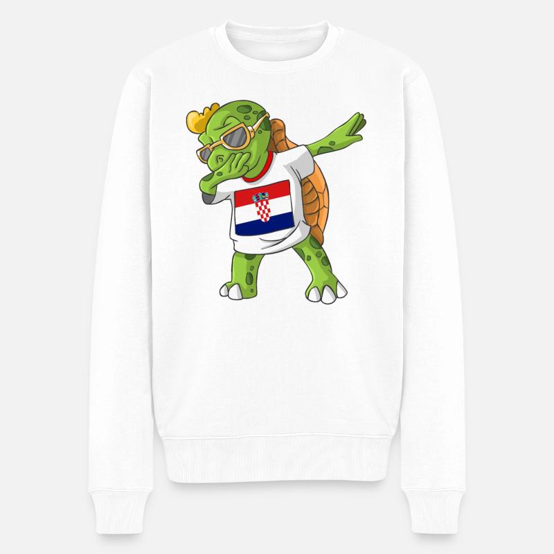 Kroatien Dabbing Schildkröte - Männer Premium Bio Pullover - Weiß