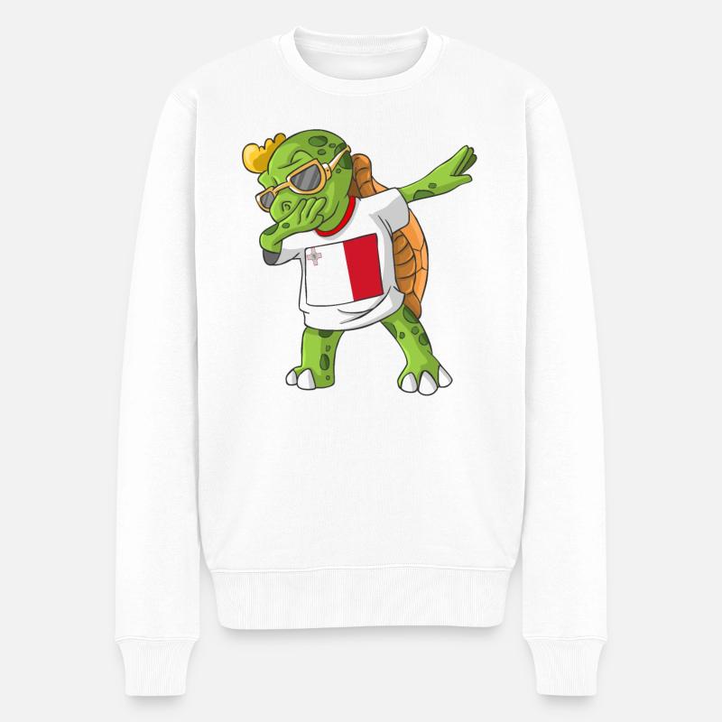 Malta Dabbing Schildkröte - Männer Premium Bio Pullover - Weiß