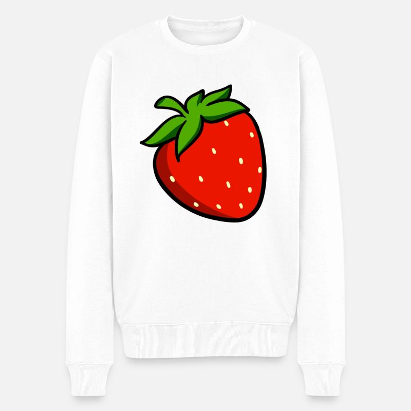 fraises - Pull Premium bio Homme - blanc