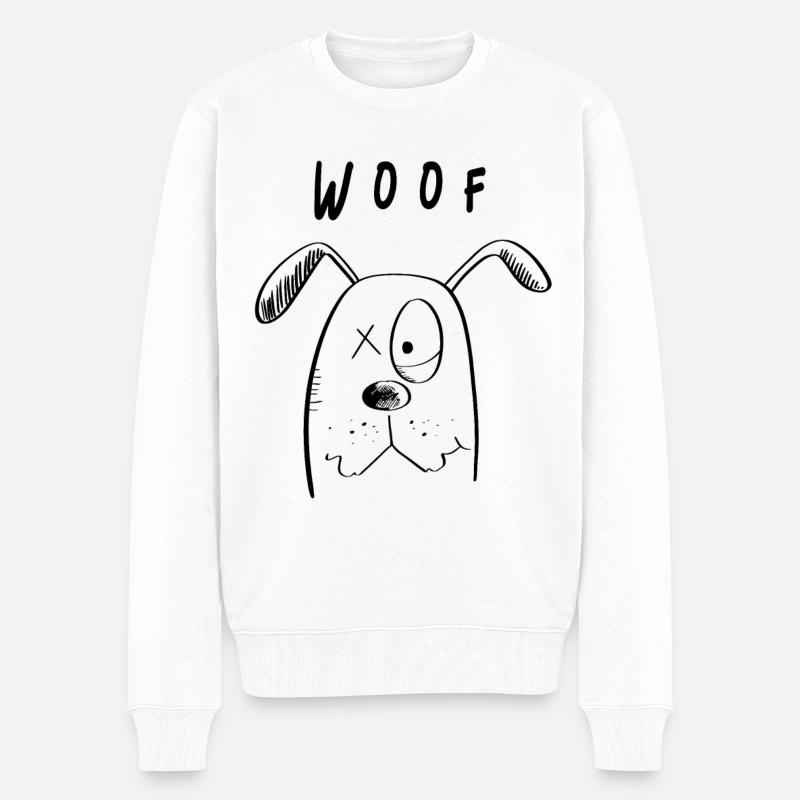 Woof Hundchen - Hund Comic - Männer Premium Bio Pullover - Weiß