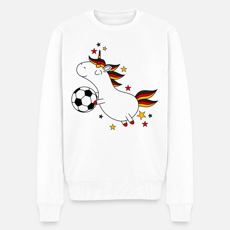 Deutschland Einhorn Ball Fußball Mädchen lustig - Männer Premium Bio Pullover - Weiß