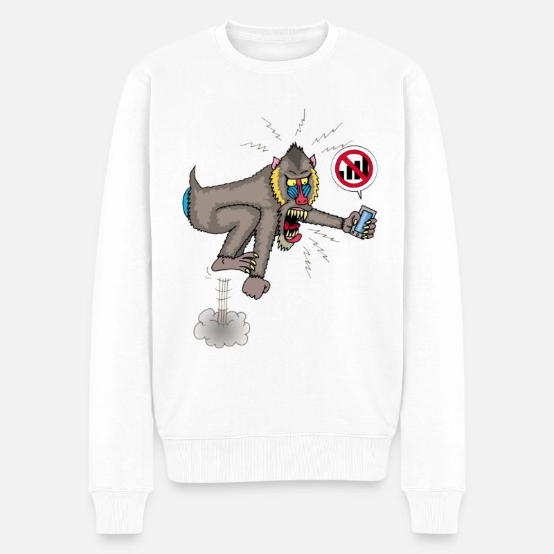 Singe et téléphone portable - Pull Premium bio Homme - blanc