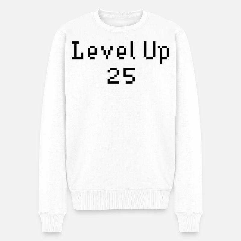 Level Up - 25. Geburtstag - Männer Premium Bio Pullover - Weiß