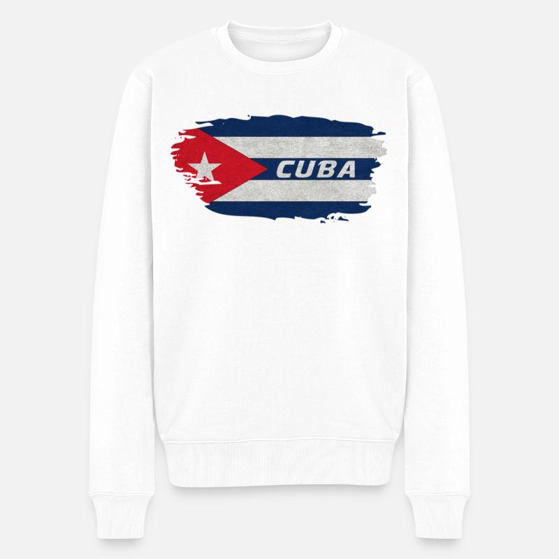 Cuba Drapeau / Caraïbe Cadeau - Pull Premium bio Homme - blanc