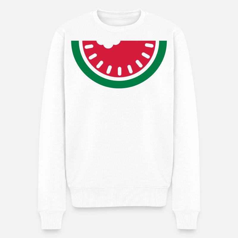 Wassermelone - Männer Premium Bio Pullover - Weiß