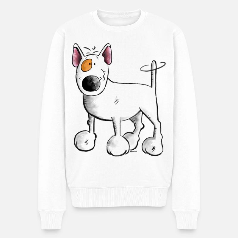 Bullterrier- Bull Terrier - Hund - Männer Premium Bio Pullover - Weiß