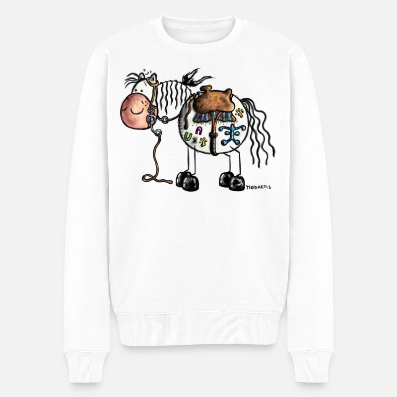 Westernpferd - Indianer Pferd - Western - Männer Premium Bio Pullover - Weiß