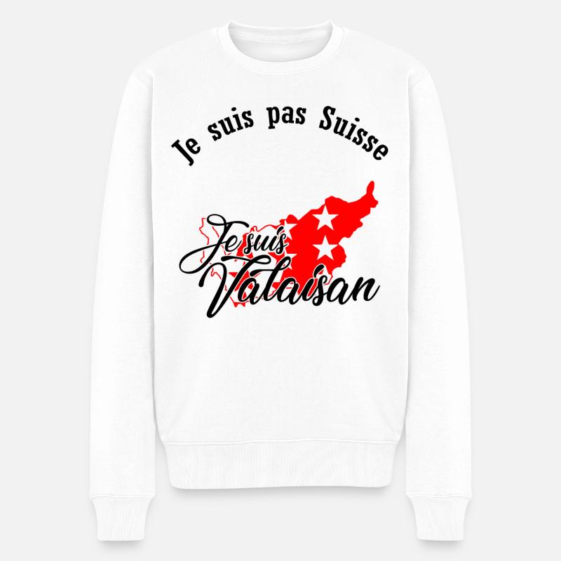 Ich komme aus dem Wallis - Männer Premium Bio Pullover - Weiß